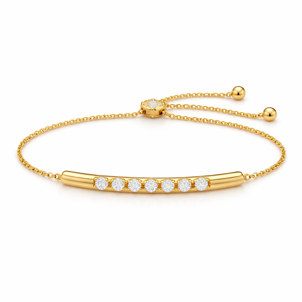 14K Gold Diamond Bar Bracelet