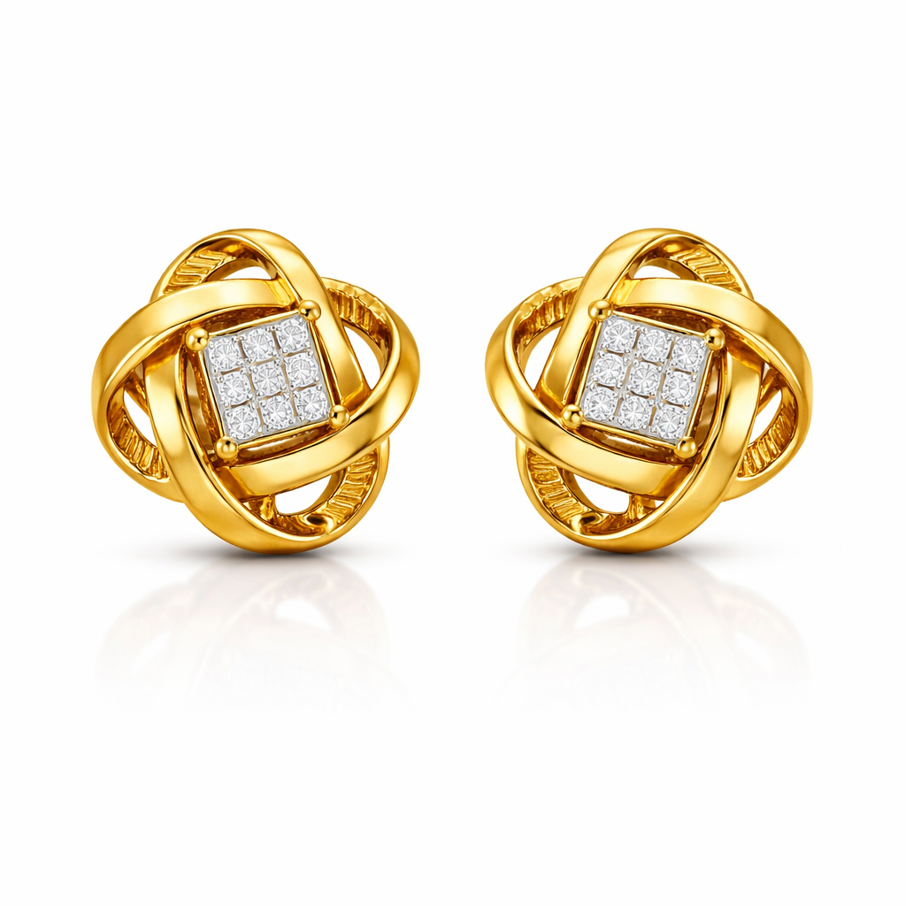 14K Twirl Sparkle centre Lab Grown Diamond Earrings