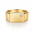 14K Gold Men's Signet Ring with Diamond