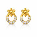 14K Round Floral Lab Grown Diamond Earrings