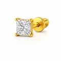 14K Gold Princess Cut Lab Grown Diamond Solitaire Studs for Men