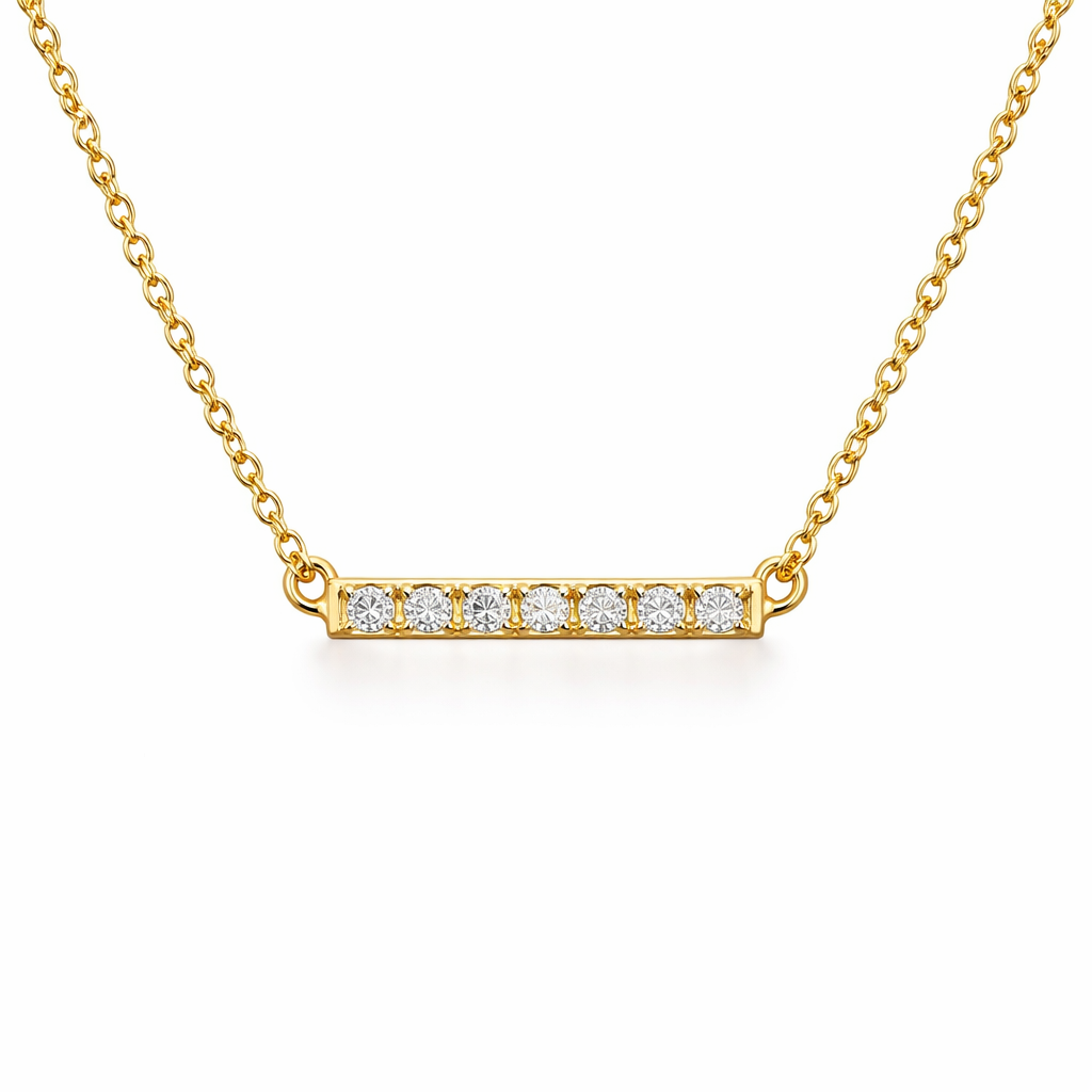14K Gold Diamond Bar Necklace – Minimal