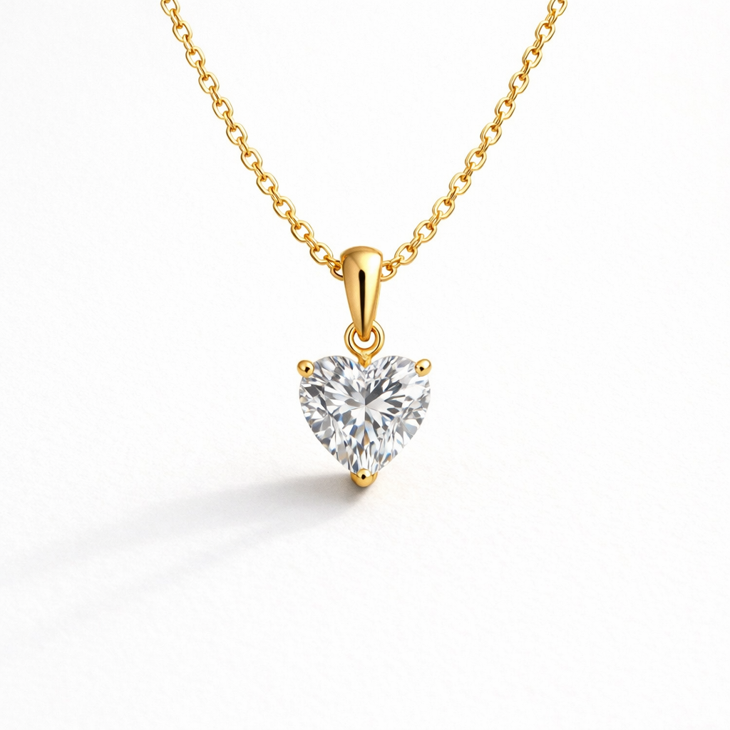 14K Gold Heart Shape Lab Diamond Pendant – 0.40ct