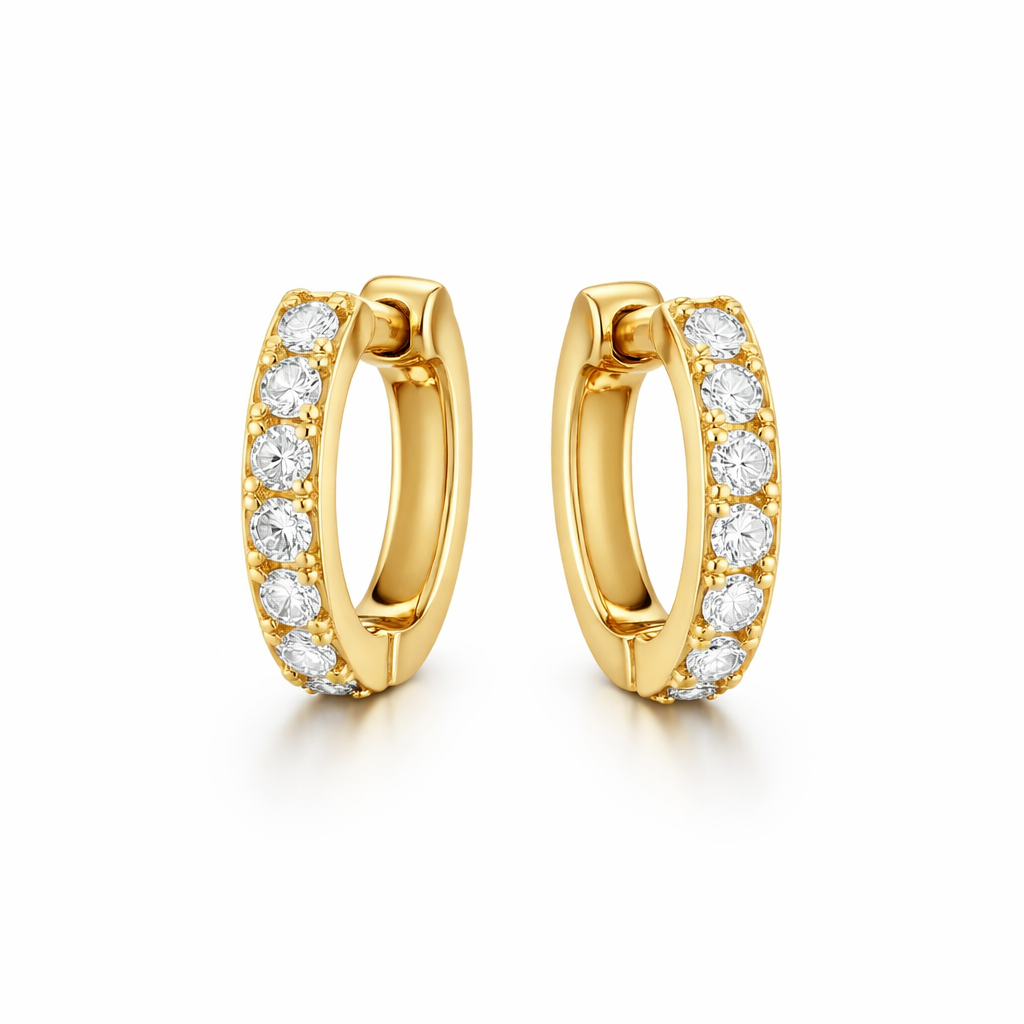 14K Gold Diamond Mini Hoop Earrings
